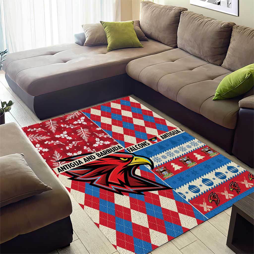 Antigua & Barbuda Cricket Christmas Area Rug Merry Xmas Falcons - Wonder Print Shop