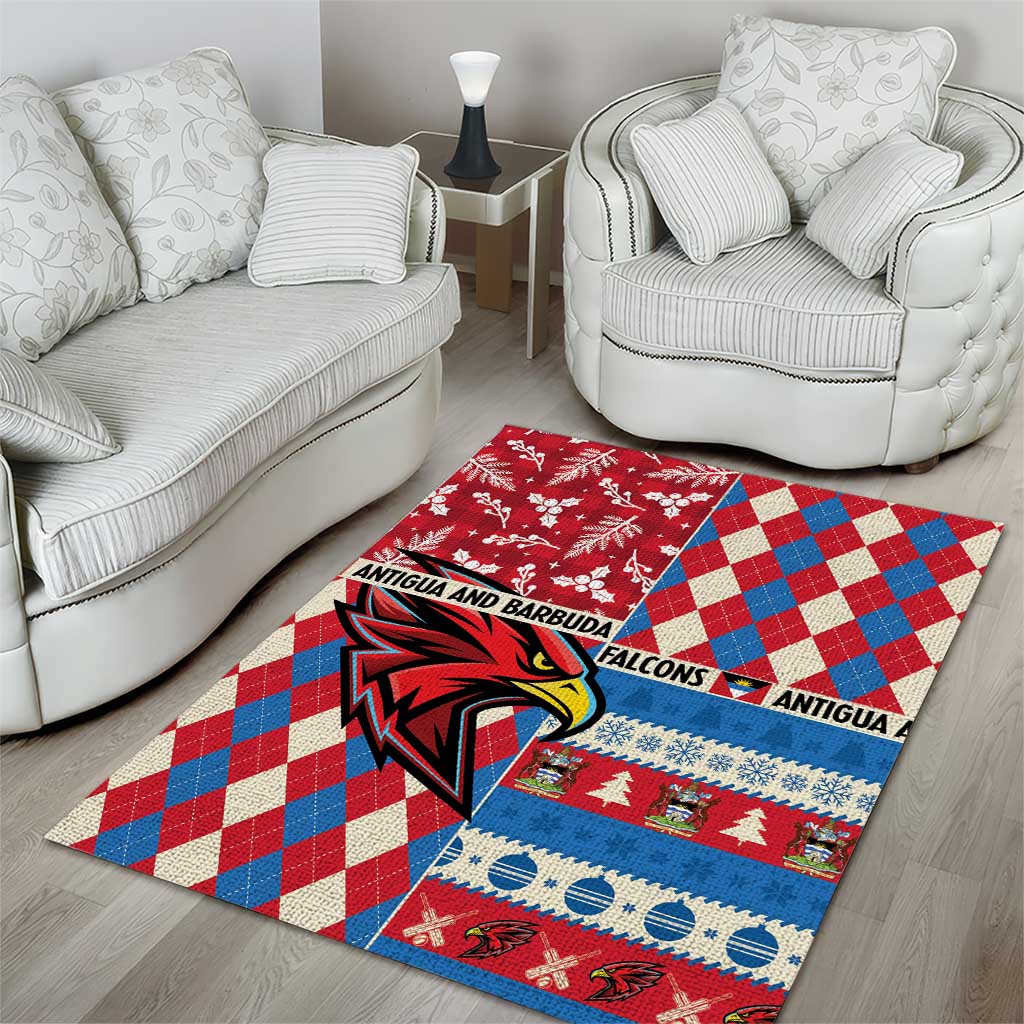 Antigua & Barbuda Cricket Christmas Area Rug Merry Xmas Falcons - Wonder Print Shop