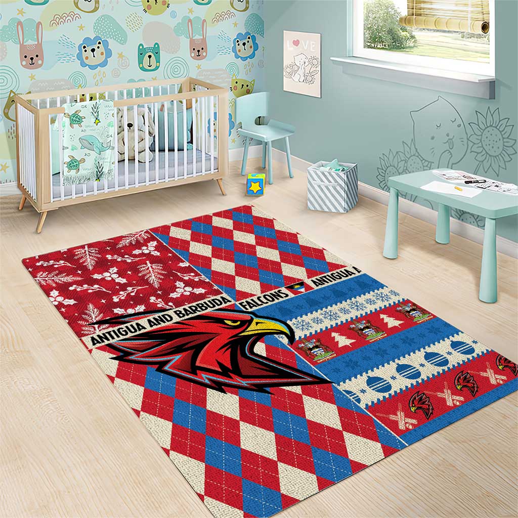 Antigua & Barbuda Cricket Christmas Area Rug Merry Xmas Falcons - Wonder Print Shop