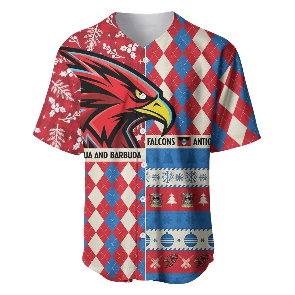 Personalized Antigua & Barbuda Cricket Christmas Baseball Jersey Merry Xmas Falcons - Wonder Print Shop