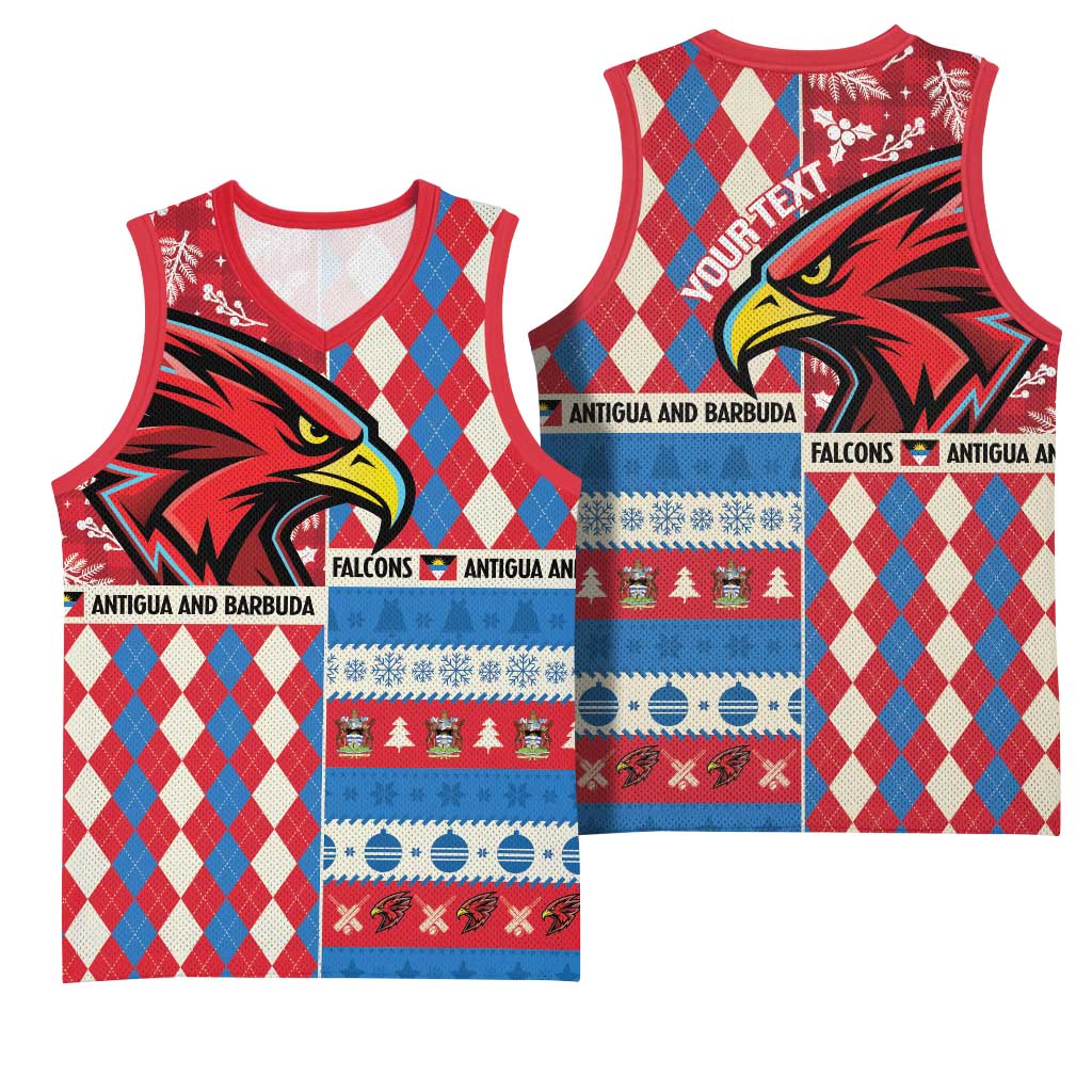 Personalized Antigua & Barbuda Cricket Christmas Basketball Jersey Merry Xmas Falcons - Wonder Print Shop