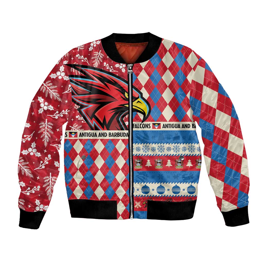 Personalized Antigua & Barbuda Cricket Christmas Bomber Jacket Merry Xmas Falcons - Wonder Print Shop