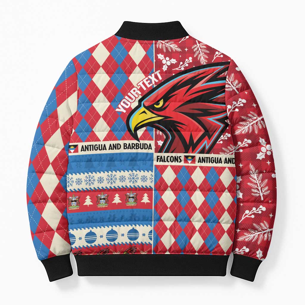 Personalized Antigua & Barbuda Cricket Christmas Bomber Puffer Jacket Merry Xmas Falcons - Wonder Print Shop
