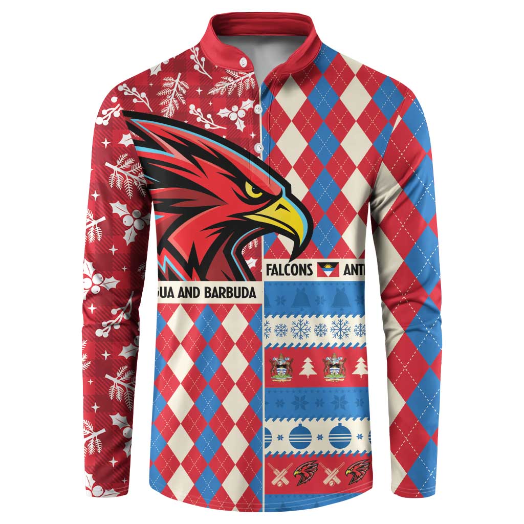 Personalized Antigua & Barbuda Cricket Christmas Button Sweatshirt Merry Xmas Falcons - Wonder Print Shop