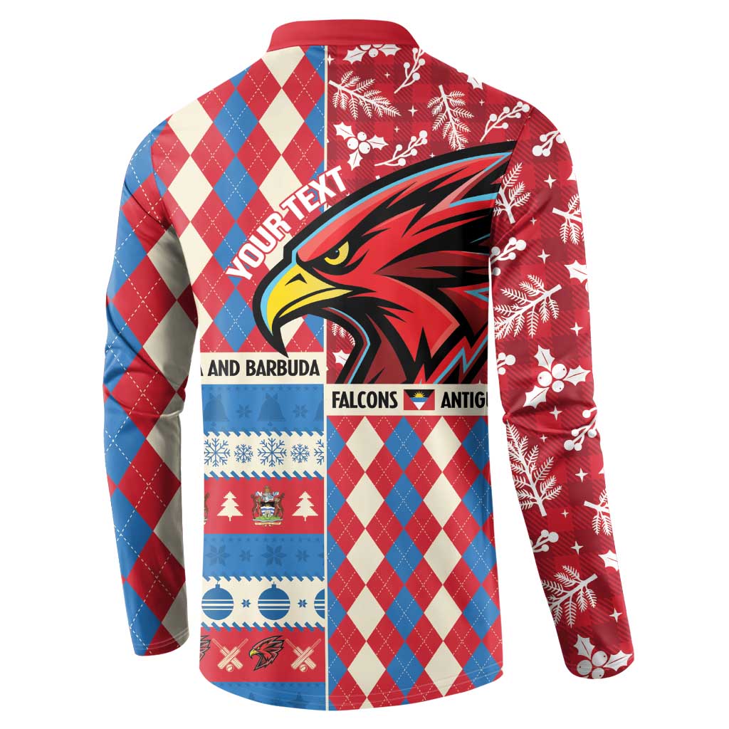 Personalized Antigua & Barbuda Cricket Christmas Button Sweatshirt Merry Xmas Falcons - Wonder Print Shop
