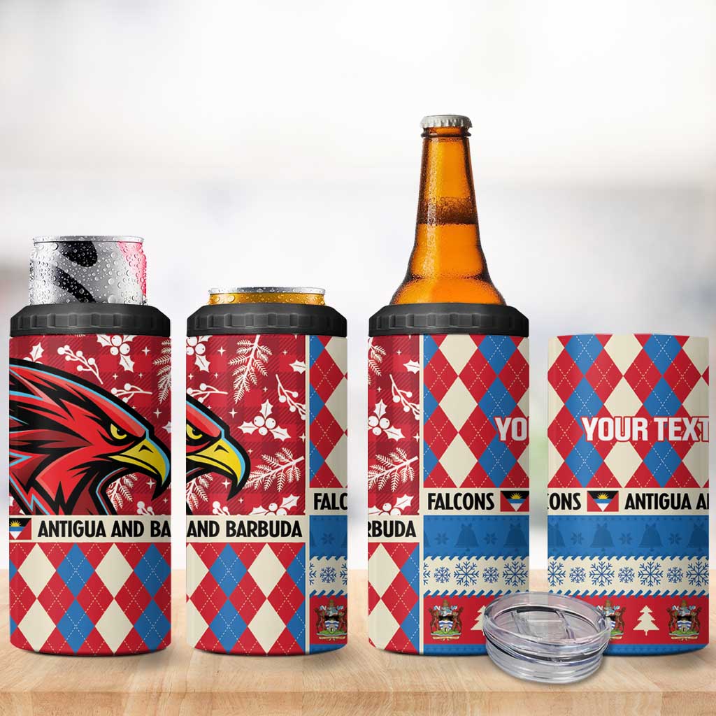 Personalized Antigua & Barbuda Cricket Christmas 4 in 1 Can Cooler Tumbler Merry Xmas Falcons - Wonder Print Shop