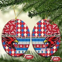 Personalized Antigua and Barbuda Cricket Christmas Ceramic Ornament Merry Xmas Falcons - Wonder Print Shop