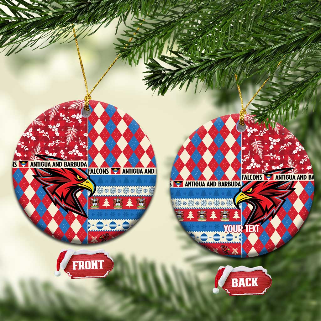 Personalized Antigua and Barbuda Cricket Christmas Ceramic Ornament Merry Xmas Falcons - Wonder Print Shop