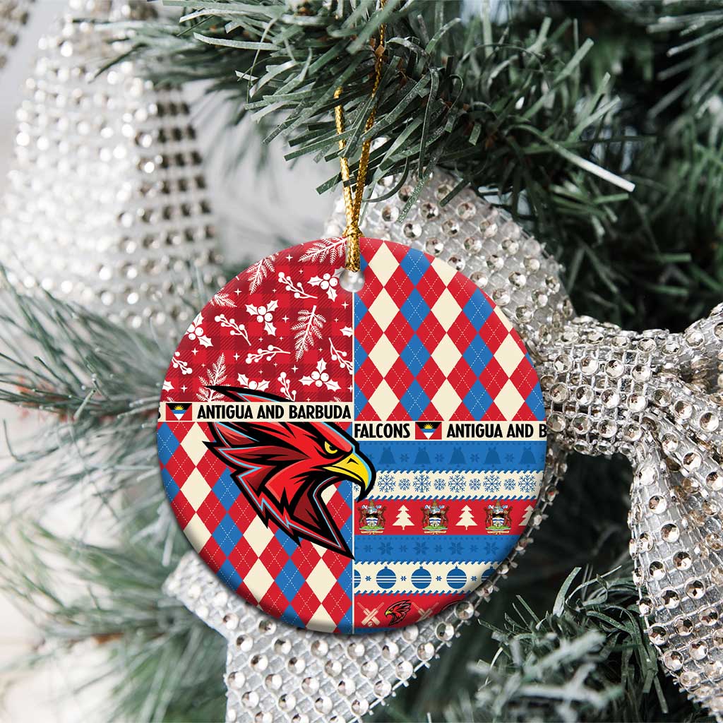 Personalized Antigua and Barbuda Cricket Christmas Ceramic Ornament Merry Xmas Falcons - Wonder Print Shop