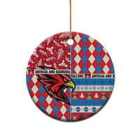 Personalized Antigua and Barbuda Cricket Christmas Ceramic Ornament Merry Xmas Falcons - Wonder Print Shop
