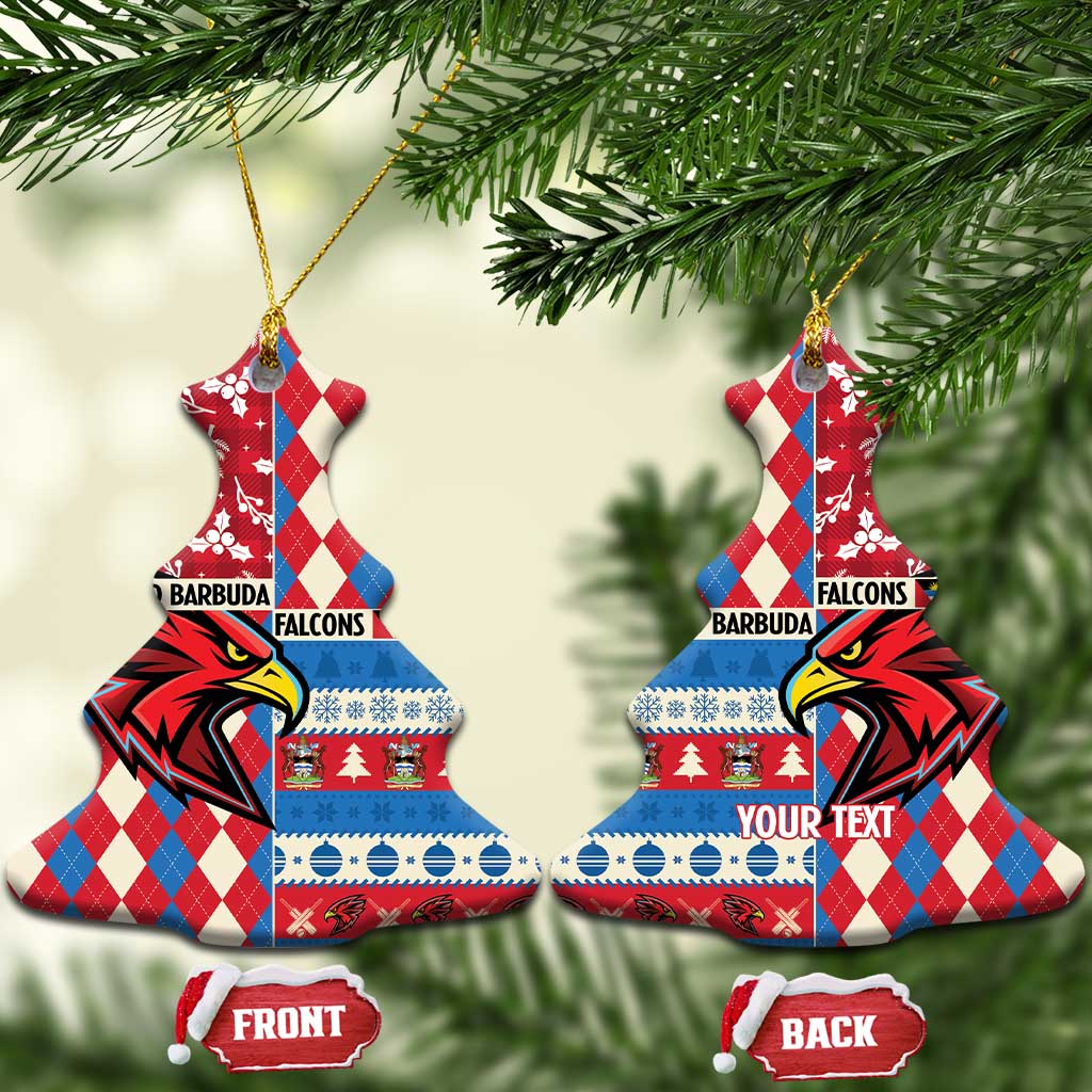 Personalized Antigua and Barbuda Cricket Christmas Ceramic Ornament Merry Xmas Falcons - Wonder Print Shop