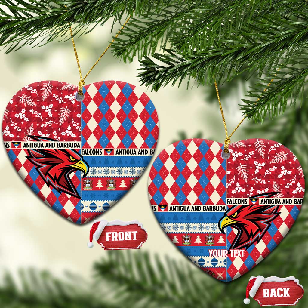 Personalized Antigua and Barbuda Cricket Christmas Ceramic Ornament Merry Xmas Falcons - Wonder Print Shop