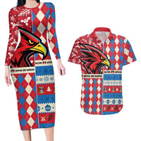 Personalized Antigua & Barbuda Cricket Christmas Couples Matching Long Sleeve Bodycon Dress and Hawaiian Shirt Merry Xmas Falcons - Wonder Print Shop