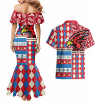 Personalized Antigua & Barbuda Cricket Christmas Couples Matching Mermaid Dress and Hawaiian Shirt Merry Xmas Falcons - Wonder Print Shop