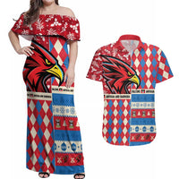 Personalized Antigua & Barbuda Cricket Christmas Couples Matching Off Shoulder Maxi Dress and Hawaiian Shirt Merry Xmas Falcons - Wonder Print Shop