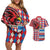 Personalized Antigua & Barbuda Cricket Christmas Couples Matching Off Shoulder Short Dress and Hawaiian Shirt Merry Xmas Falcons - Wonder Print Shop