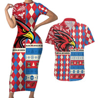Personalized Antigua & Barbuda Cricket Christmas Couples Matching Short Sleeve Bodycon Dress and Hawaiian Shirt Merry Xmas Falcons - Wonder Print Shop
