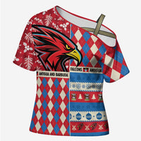 Personalized Antigua & Barbuda Cricket Christmas Cross Shoulder Shirt Merry Xmas Falcons - Wonder Print Shop