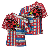 Personalized Antigua & Barbuda Cricket Christmas Cross Shoulder Shirt Merry Xmas Falcons - Wonder Print Shop