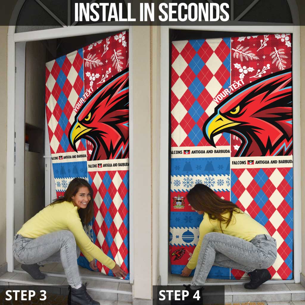 Personalized Antigua & Barbuda Cricket Christmas Door Cover Merry Xmas Falcons - Wonder Print Shop