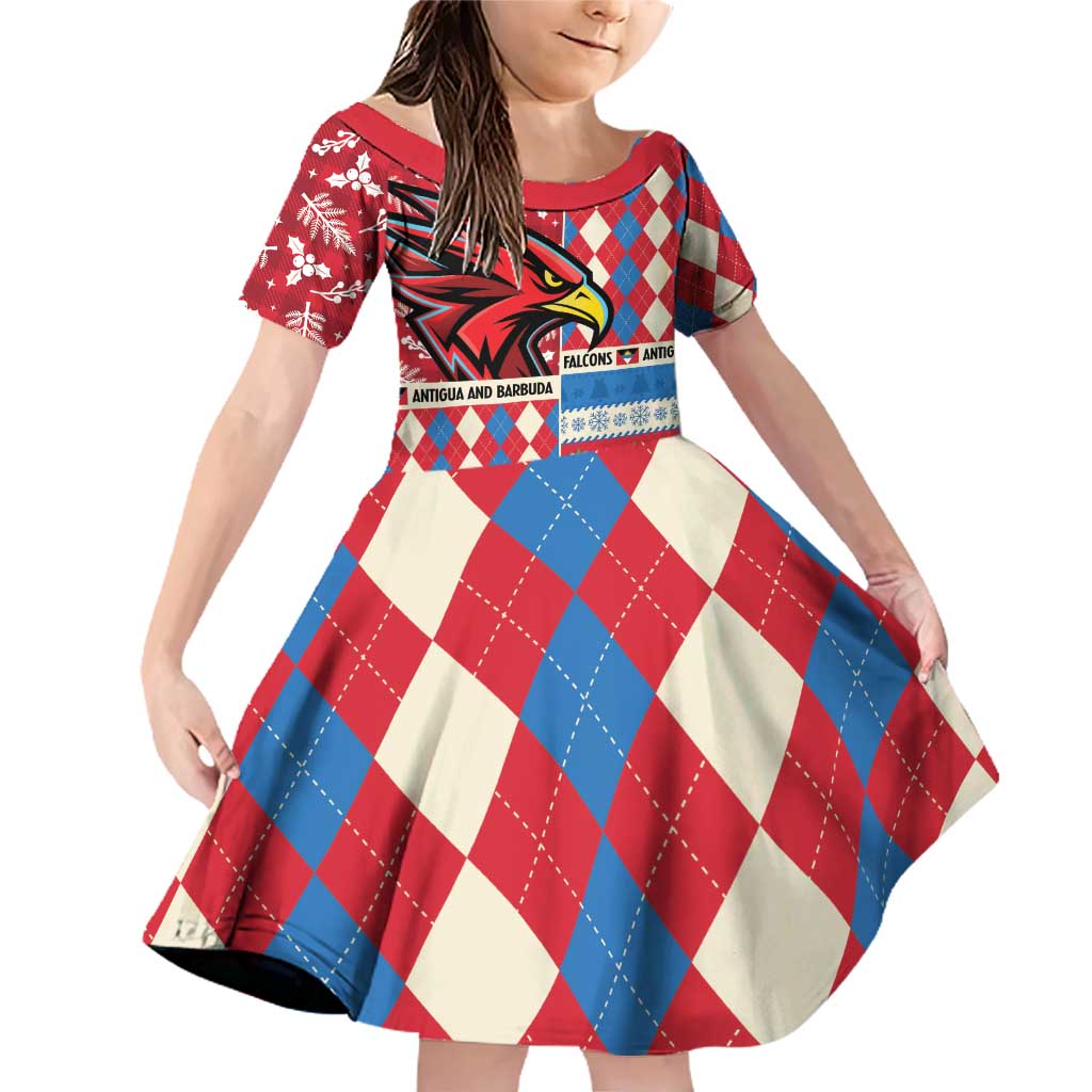 Personalized Antigua & Barbuda Cricket Christmas Family Matching Off Shoulder Short Dress and Hawaiian Shirt Merry Xmas Falcons - Wonder Print Shop