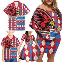 Personalized Antigua & Barbuda Cricket Christmas Family Matching Off Shoulder Short Dress and Hawaiian Shirt Merry Xmas Falcons - Wonder Print Shop