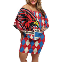Personalized Antigua & Barbuda Cricket Christmas Family Matching Off Shoulder Short Dress and Hawaiian Shirt Merry Xmas Falcons - Wonder Print Shop