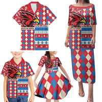 Personalized Antigua & Barbuda Cricket Christmas Family Matching Puletasi and Hawaiian Shirt Merry Xmas Falcons - Wonder Print Shop