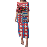 Personalized Antigua & Barbuda Cricket Christmas Family Matching Puletasi and Hawaiian Shirt Merry Xmas Falcons - Wonder Print Shop