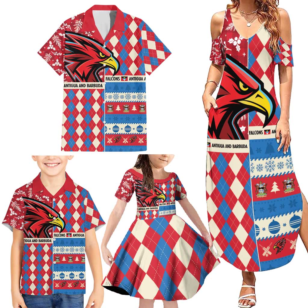 Personalized Antigua & Barbuda Cricket Christmas Family Matching Summer Maxi Dress and Hawaiian Shirt Merry Xmas Falcons - Wonder Print Shop
