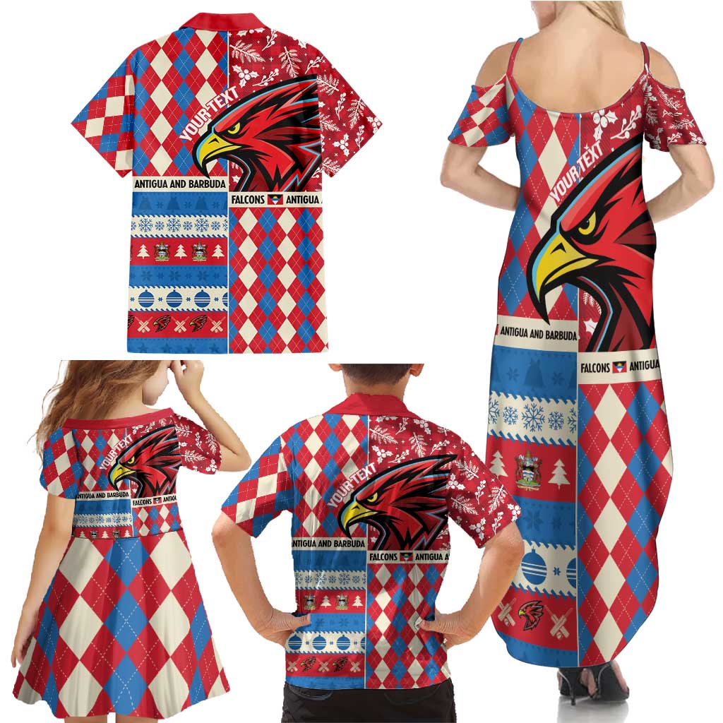 Personalized Antigua & Barbuda Cricket Christmas Family Matching Summer Maxi Dress and Hawaiian Shirt Merry Xmas Falcons - Wonder Print Shop