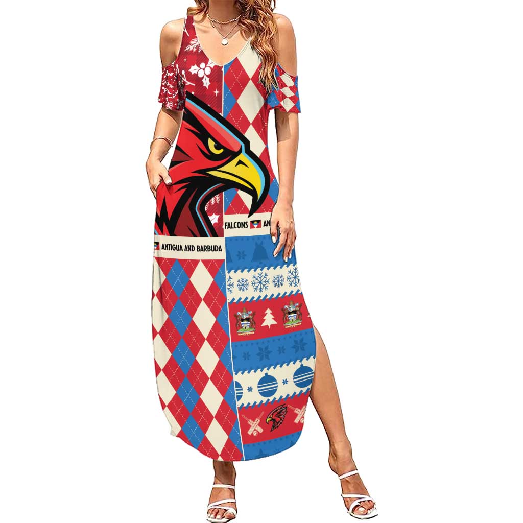 Personalized Antigua & Barbuda Cricket Christmas Family Matching Summer Maxi Dress and Hawaiian Shirt Merry Xmas Falcons - Wonder Print Shop