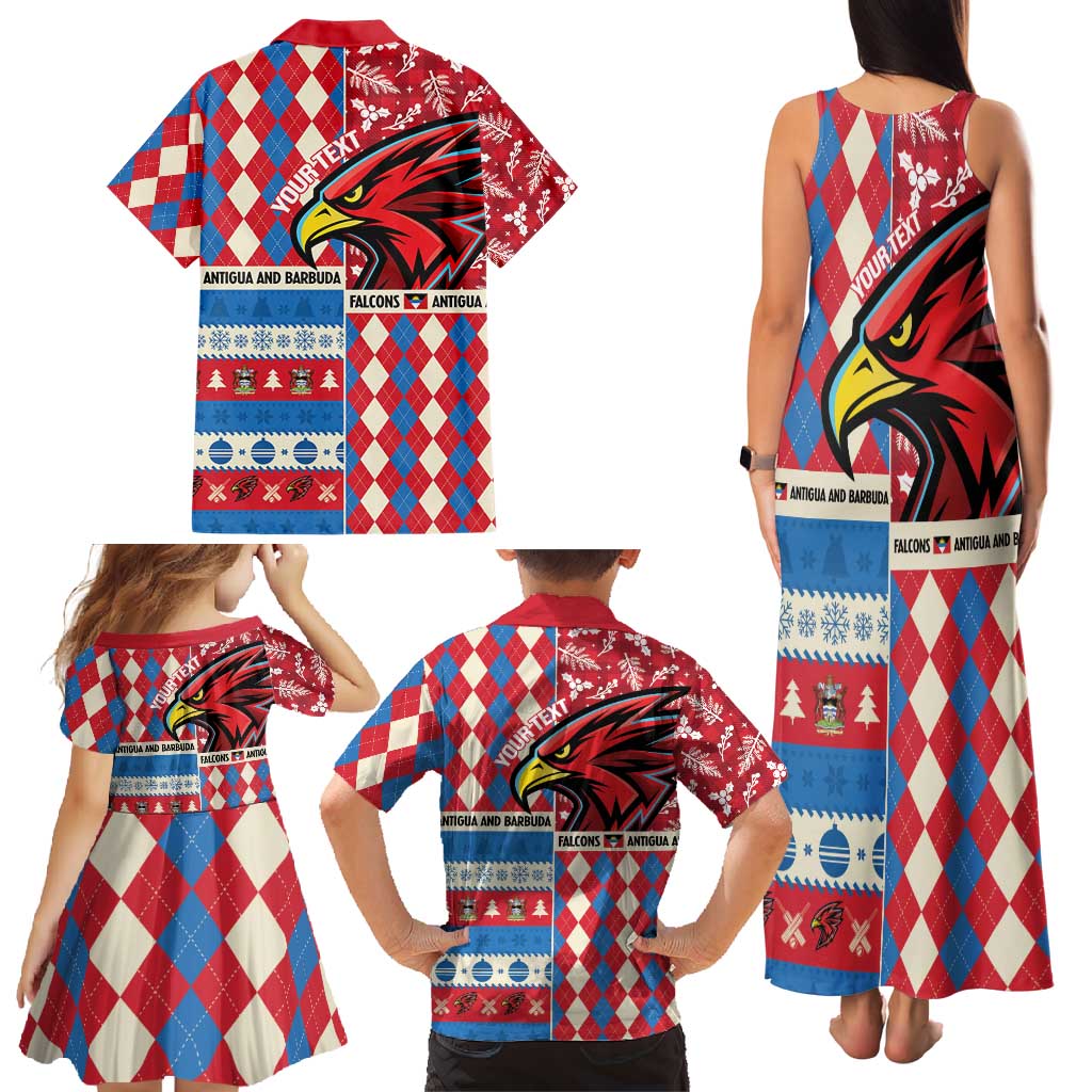 Personalized Antigua & Barbuda Cricket Christmas Family Matching Tank Maxi Dress and Hawaiian Shirt Merry Xmas Falcons - Wonder Print Shop