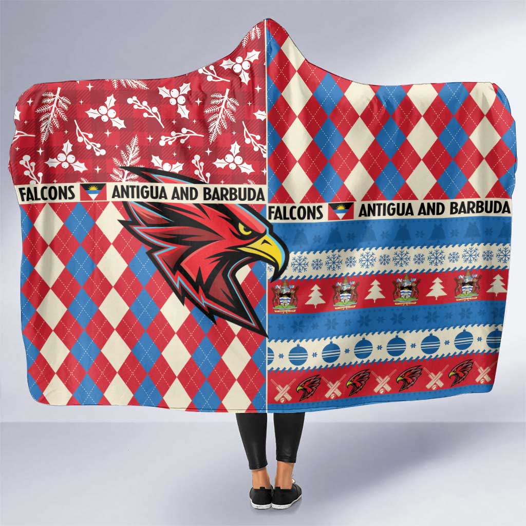 Antigua & Barbuda Cricket Christmas Hooded Blanket Merry Xmas Falcons - Wonder Print Shop