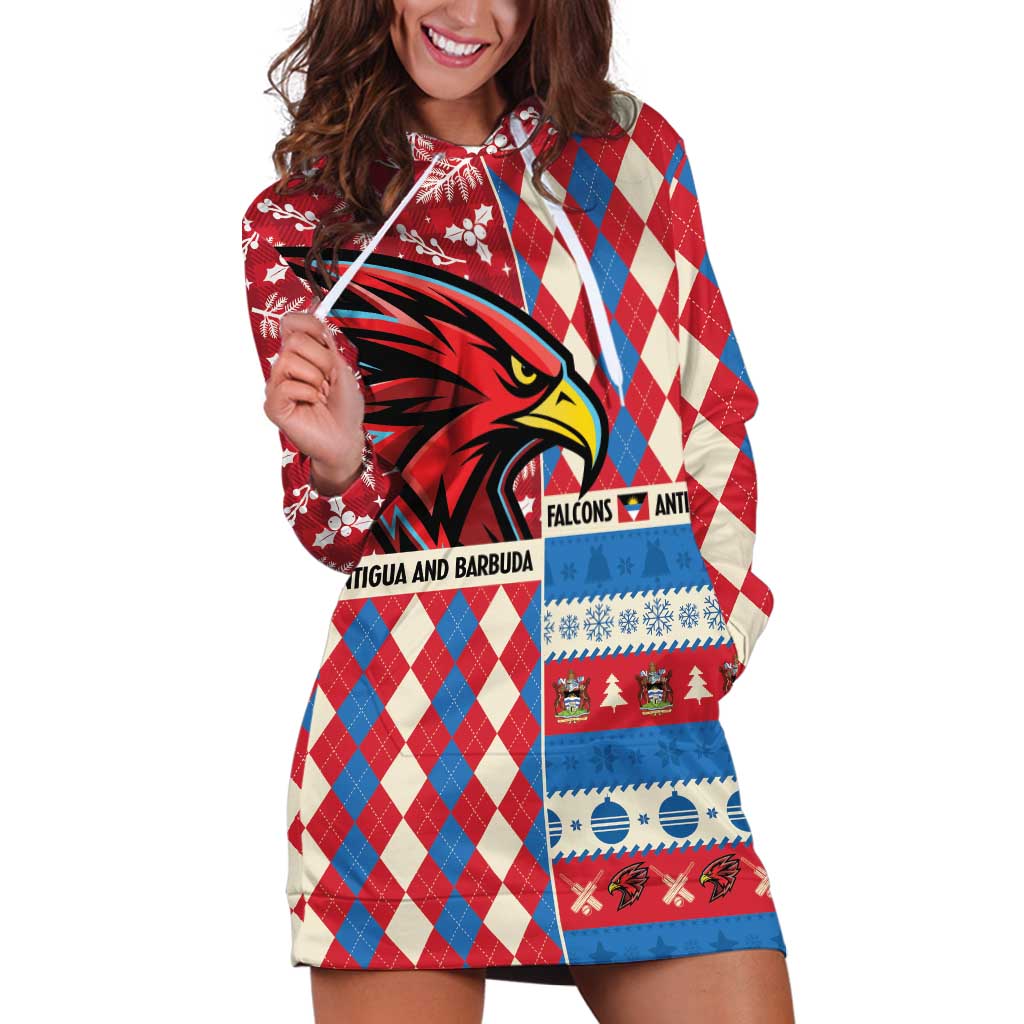 Personalized Antigua & Barbuda Cricket Christmas Hoodie Dress Merry Xmas Falcons - Wonder Print Shop