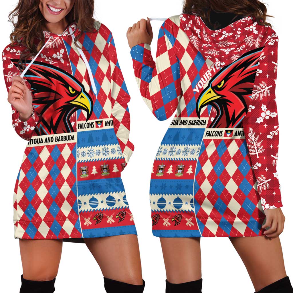 Personalized Antigua & Barbuda Cricket Christmas Hoodie Dress Merry Xmas Falcons - Wonder Print Shop