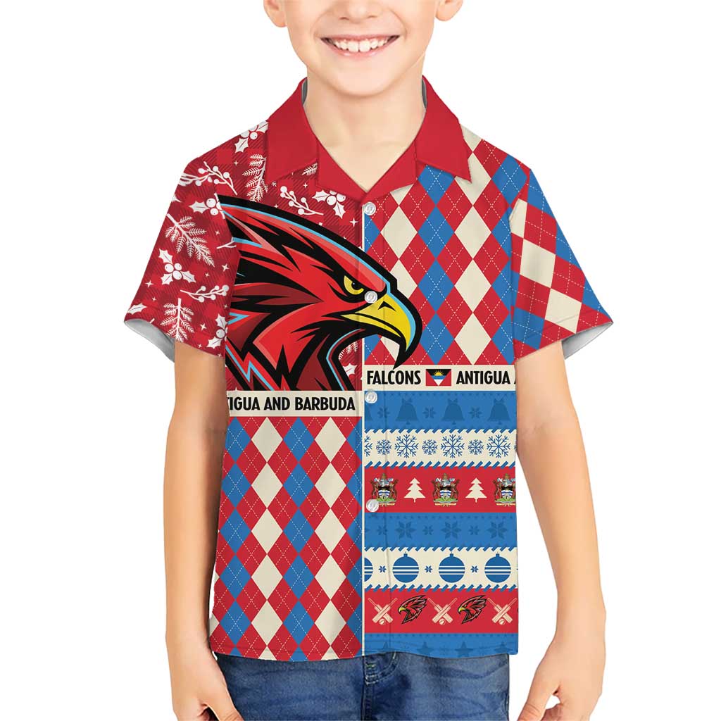 Personalized Antigua & Barbuda Cricket Christmas Kid Hawaiian Shirt Merry Xmas Falcons - Wonder Print Shop