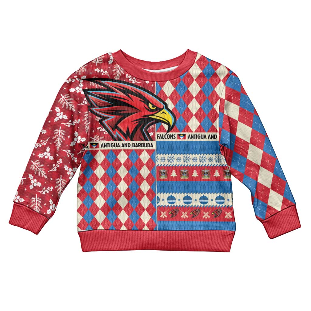 Personalized Antigua and Barbuda Cricket Christmas Kid Ugly Christmas Sweater Merry Xmas Falcons - Wonder Print Shop