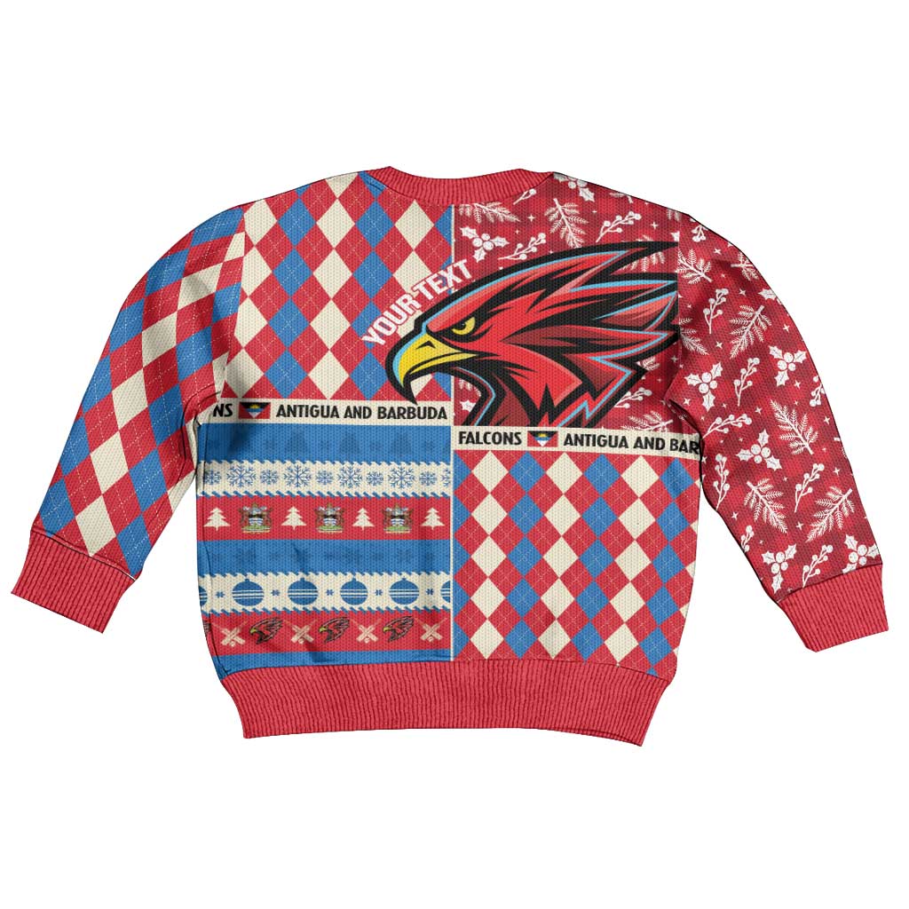 Personalized Antigua and Barbuda Cricket Christmas Kid Ugly Christmas Sweater Merry Xmas Falcons - Wonder Print Shop