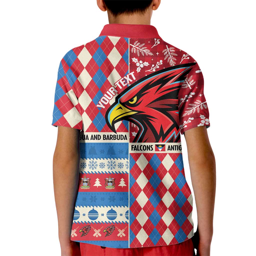 Personalized Antigua & Barbuda Cricket Christmas Kid Polo Shirt Merry Xmas Falcons - Wonder Print Shop