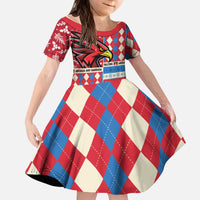 Personalized Antigua & Barbuda Cricket Christmas Kid Short Sleeve Dress Merry Xmas Falcons - Wonder Print Shop