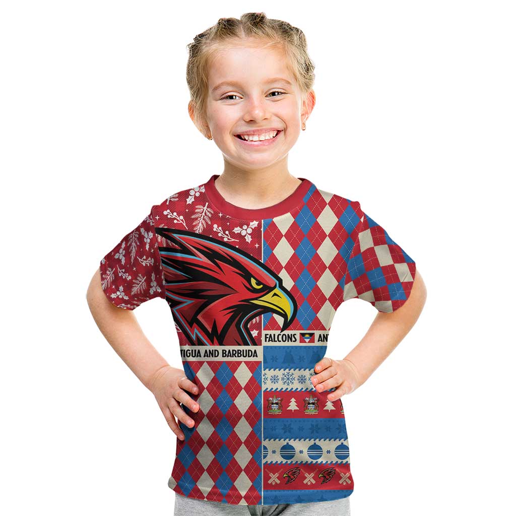 Personalized Antigua & Barbuda Cricket Christmas Kid T Shirt Merry Xmas Falcons - Wonder Print Shop
