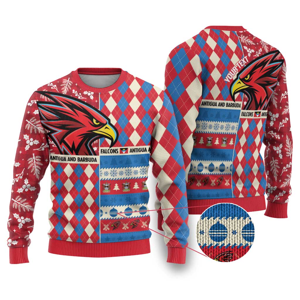 Personalized Antigua and Barbuda Cricket Christmas Ugly Christmas Sweater Merry Xmas Falcons - Wonder Print Shop