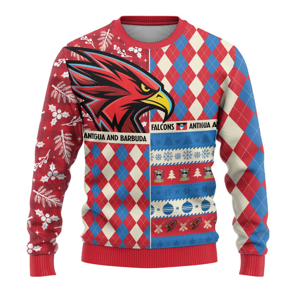 Personalized Antigua and Barbuda Cricket Christmas Ugly Christmas Sweater Merry Xmas Falcons - Wonder Print Shop