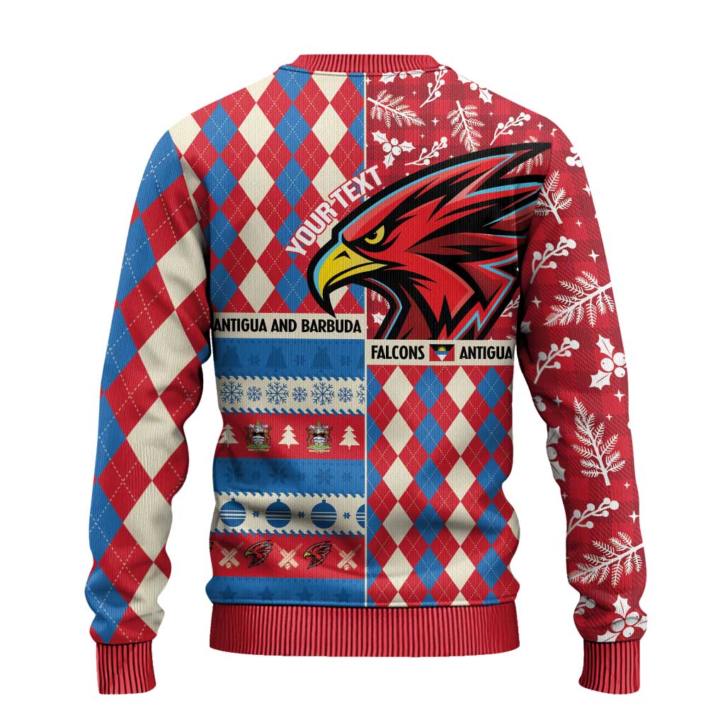 Personalized Antigua and Barbuda Cricket Christmas Ugly Christmas Sweater Merry Xmas Falcons - Wonder Print Shop
