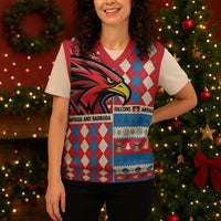 Personalized Antigua and Barbuda Cricket Christmas Knitted V-Neck Vest Merry Xmas Falcons - Wonder Print Shop