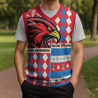 Personalized Antigua and Barbuda Cricket Christmas Knitted V-Neck Vest Merry Xmas Falcons - Wonder Print Shop