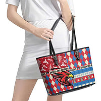 Antigua & Barbuda Cricket Christmas Leather Tote Bag Merry Xmas Falcons - Wonder Print Shop