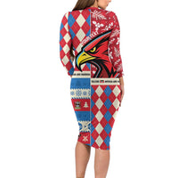 Personalized Antigua & Barbuda Cricket Christmas Long Sleeve Bodycon Dress Merry Xmas Falcons - Wonder Print Shop