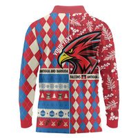 Personalized Antigua & Barbuda Cricket Christmas Long Sleeve Polo Shirt Merry Xmas Falcons - Wonder Print Shop